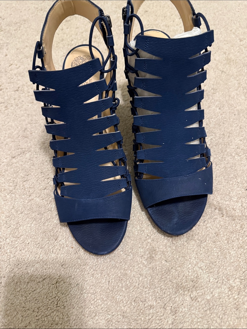 Vince Camuto Navy Strappy Cutout Heeled Sandals